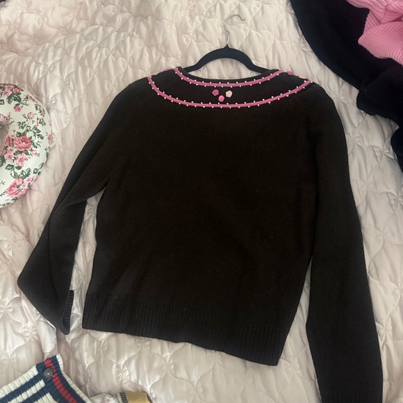 Vintage Lambswool Sweater Cardigan |Brown Pink Floral Cottagecore Soft Grunge XL - Picture 10 of 13